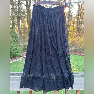 Lace black long skirt
